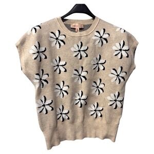 Philosophy Republic Clothing Women‎ Floral Sleeveless Knit Sweater Top M Beige